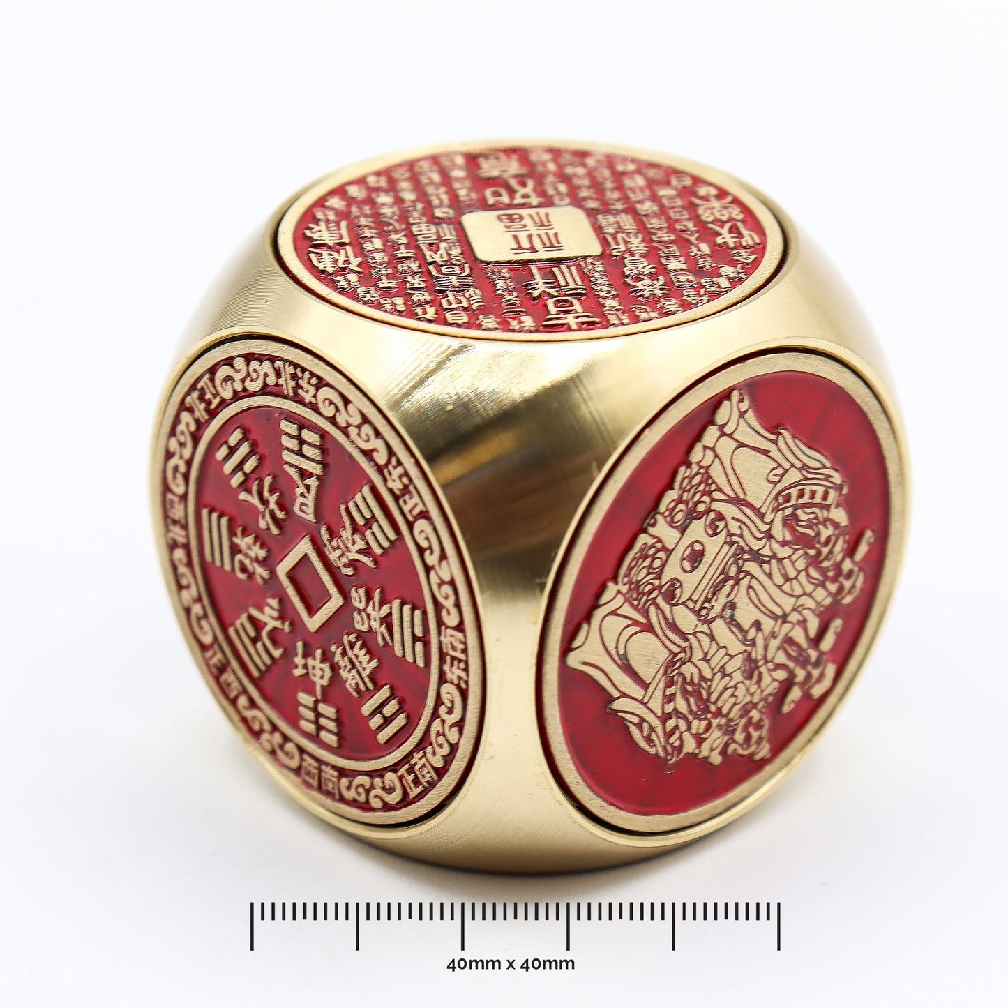 Feng Shui Fortune - Red & Brass Prosperity Cube - Flat - Luna Panther