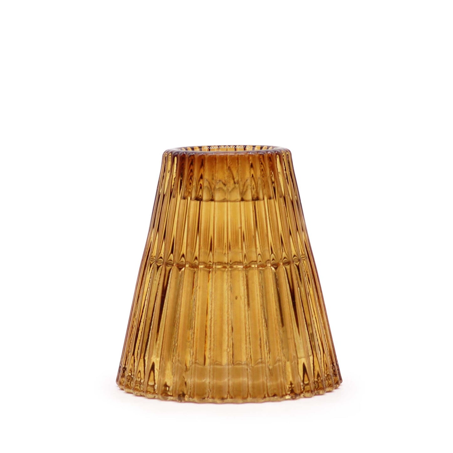 Polished Flip Dinner Candle / Tealight Holder - Antique Amber featuring natural patterning and unique variations - Luna Panther