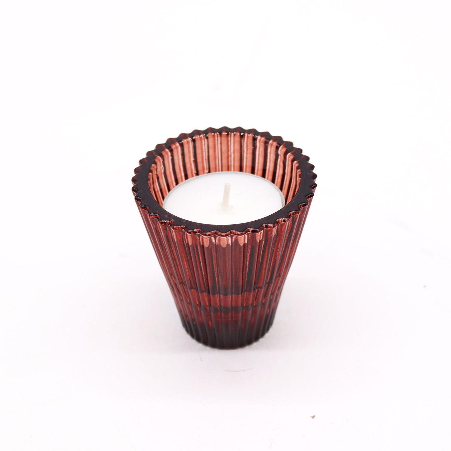 Polished Flip Dinner Candle / Tealight Holder - Vampire Red featuring natural patterning and unique variations - Luna Panther