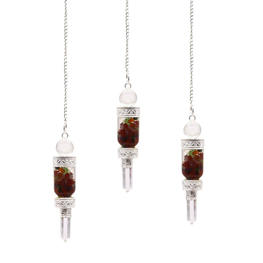 Polished Floating Chakra Pendulum featuring natural patterning and unique variations - Luna Panther