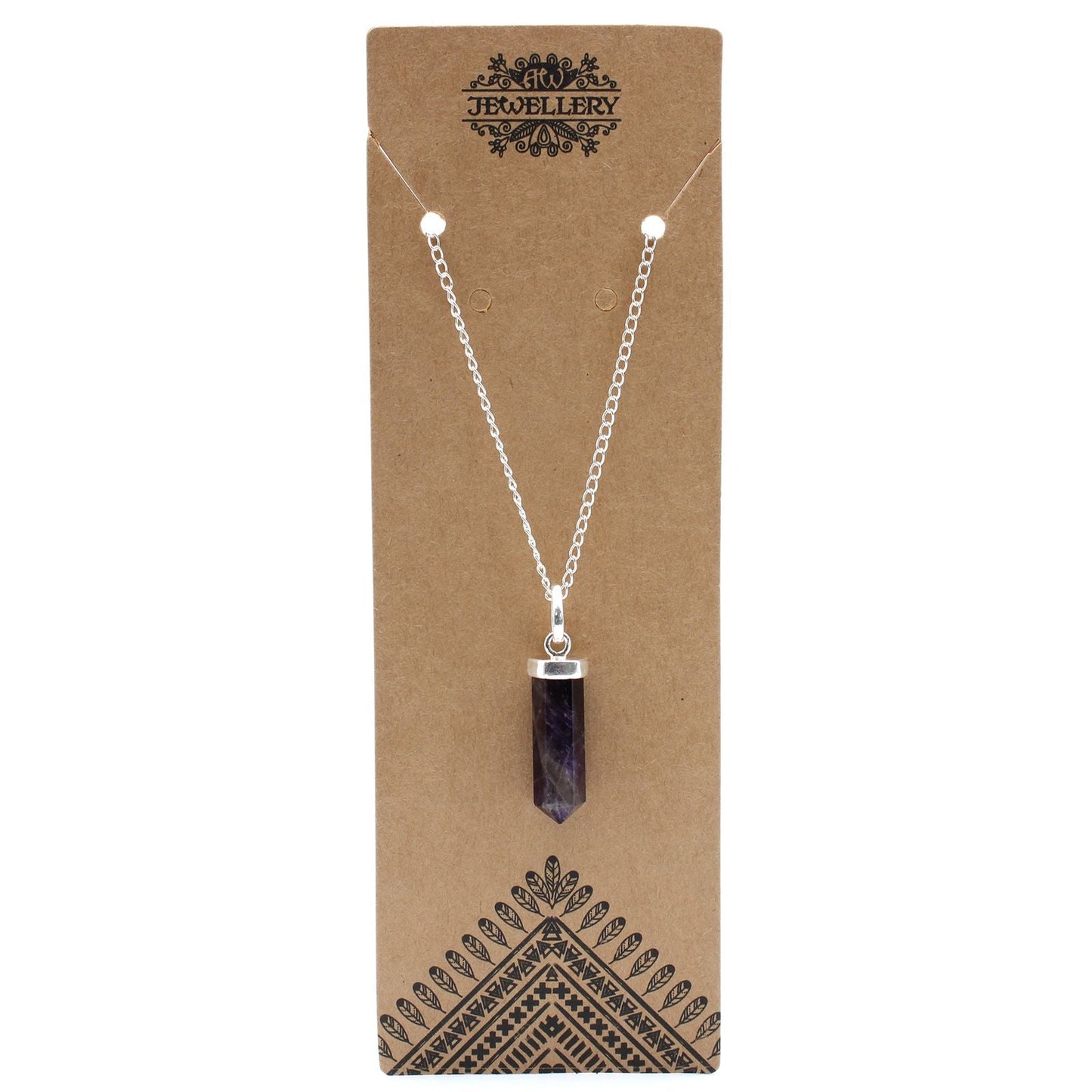 Polished Gemstone Classic Point Pendant - Amethyst featuring rich purple colour and natural clarity - Luna Panther