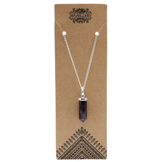Polished Gemstone Classic Point Pendant - Amethyst featuring rich purple colour and natural clarity - Luna Panther
