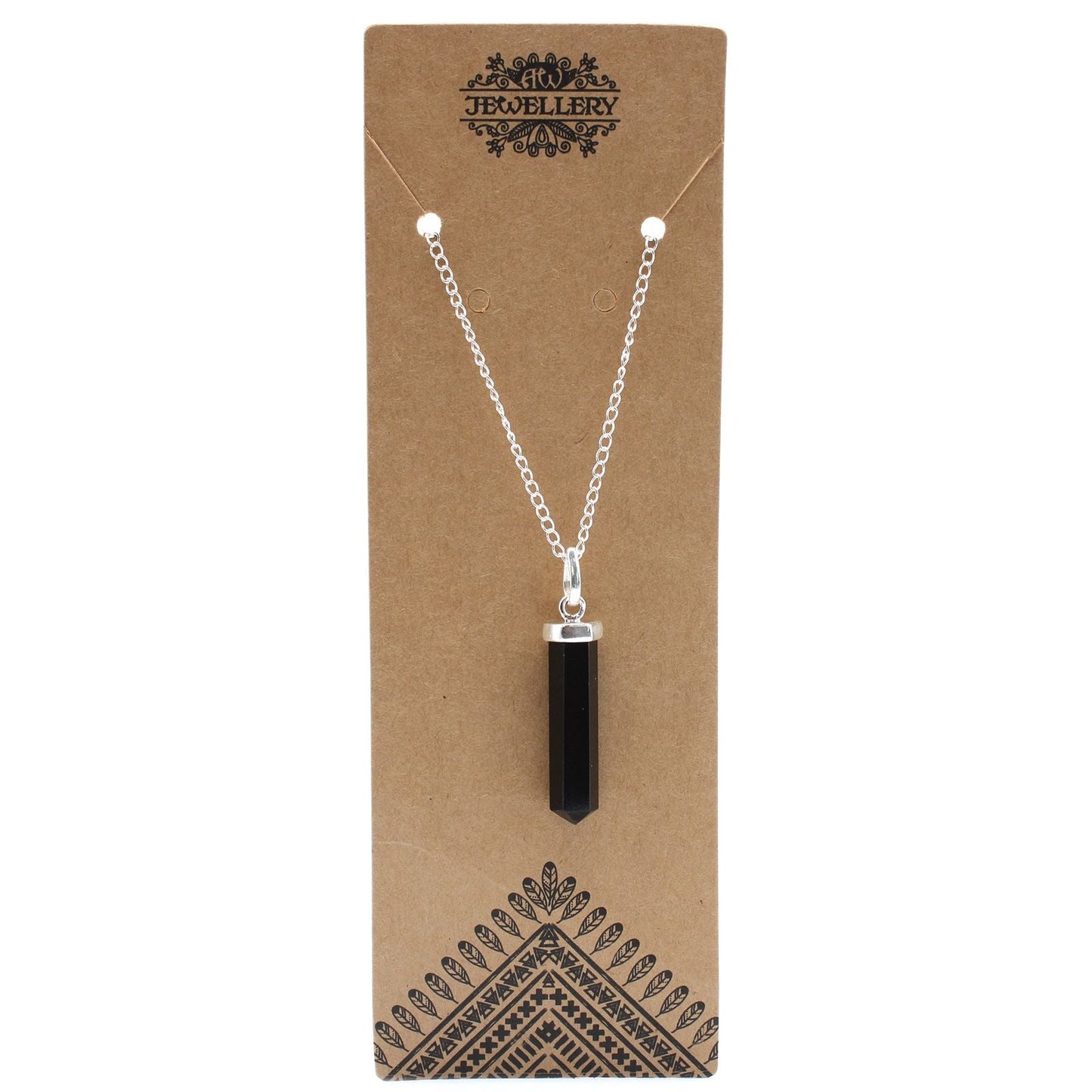 Polished Gemstone Classic Point Pendant - Black Agate featuring banded patterns and glossy finish - Luna Panther