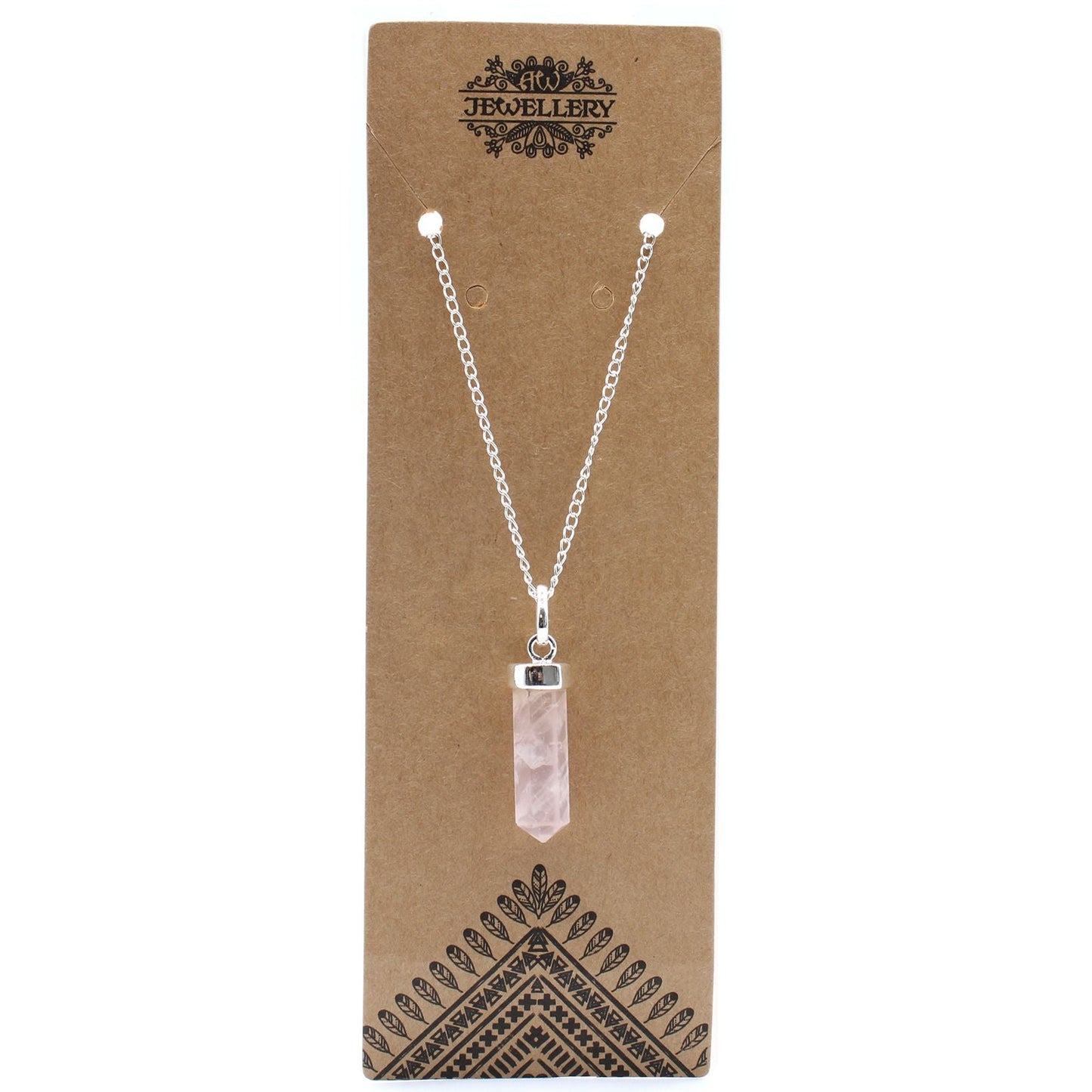 Polished Gemstone Classic Point Pendant - Rose Quartz featuring soft pink tone and gentle translucence - Luna Panther