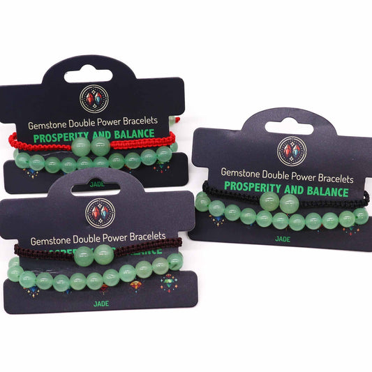 Gemstone Double Power Bracelets - Jade - Luna Panther alternate view
