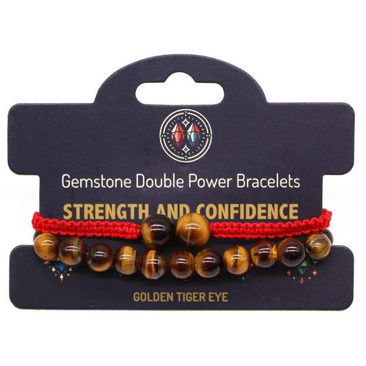 Gemstone Double Power Bracelets - Tiger Eye - Luna Panther alternate view