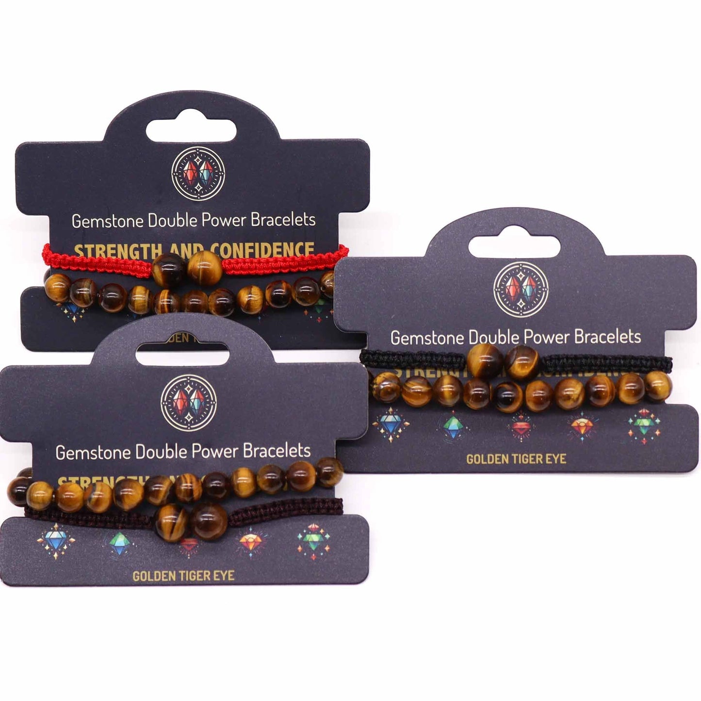 Gemstone Double Power Bracelets - Tiger Eye - Luna Panther