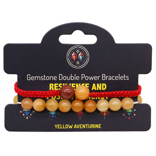 Gemstone Double Power Bracelets - Yellow Aventurine - Luna Panther