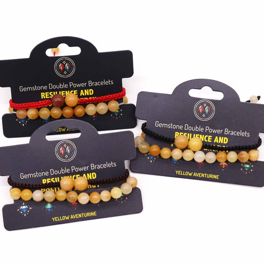 Gemstone Double Power Bracelets - Yellow Aventurine - Luna Panther alternate view