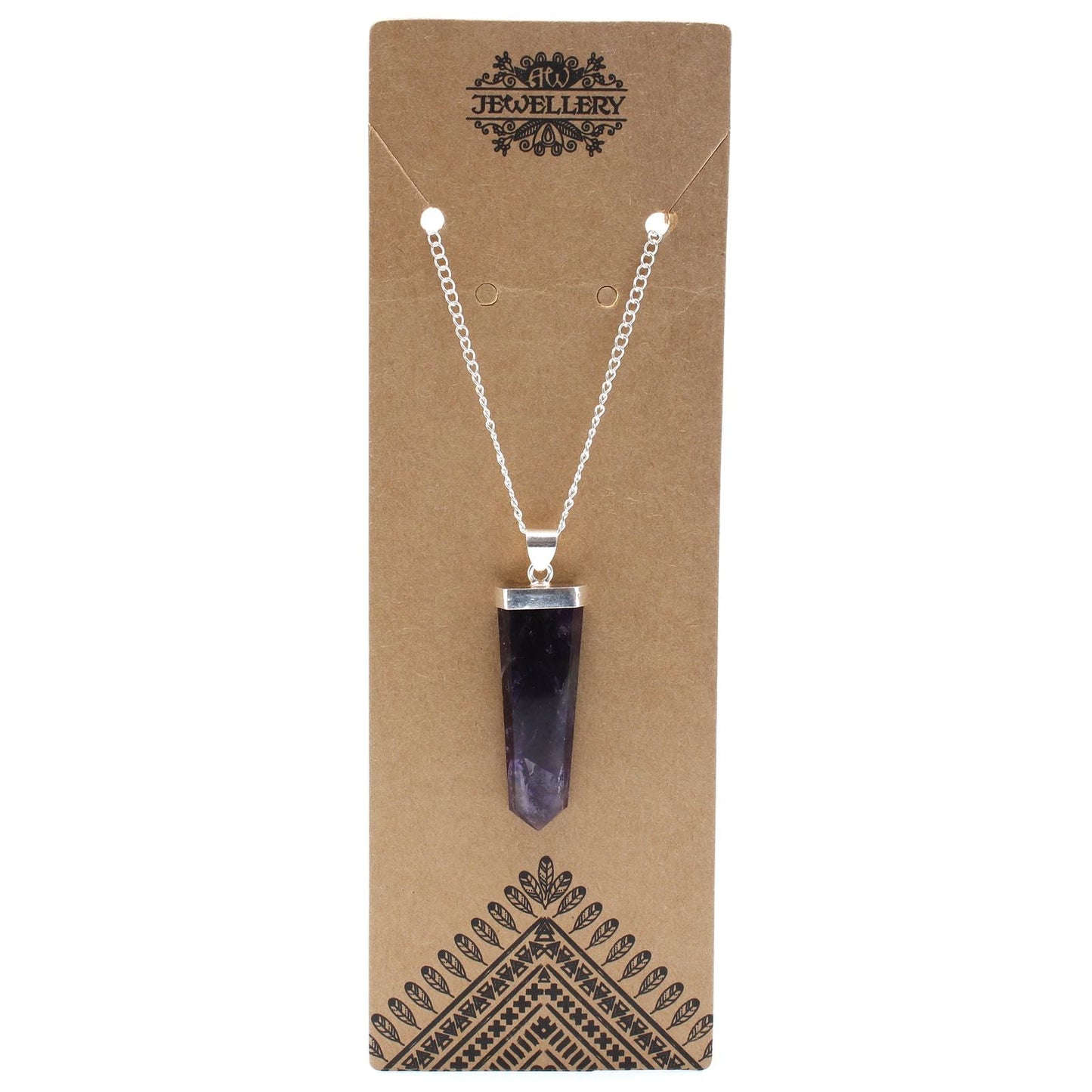 Polished Gemstone Flat Pencil Pendant - Amethyst featuring rich purple colour and natural clarity - Luna Panther