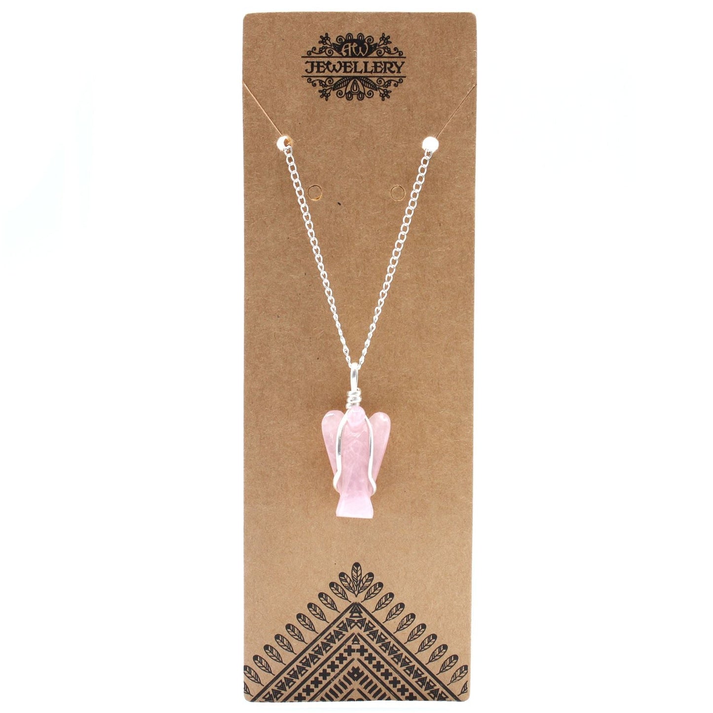 Polished Gemstone Guardian Angel Pendant - Rose Quartz featuring soft pink tone and gentle translucence - Luna Panther