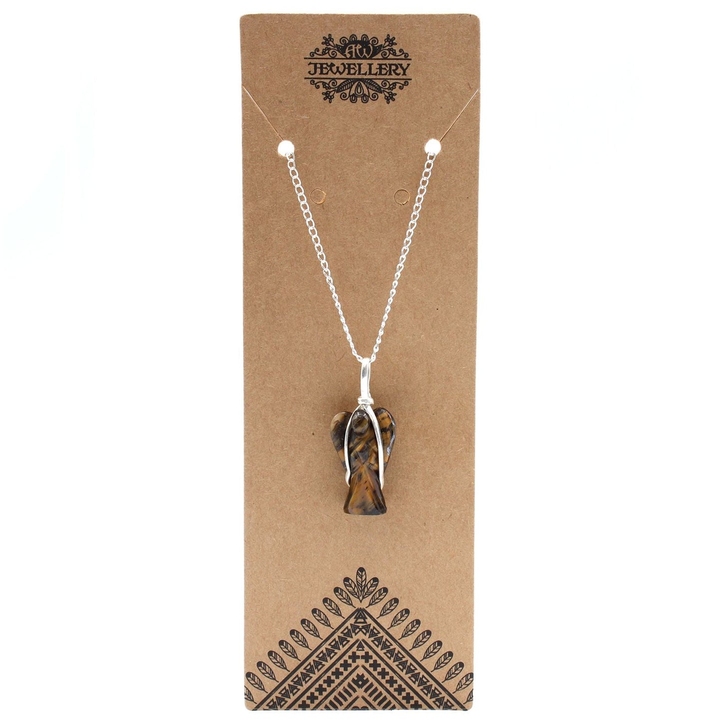 Polished Gemstone Guardian Angel Pendant - Tiger Eye featuring natural patterning and unique variations - Luna Panther