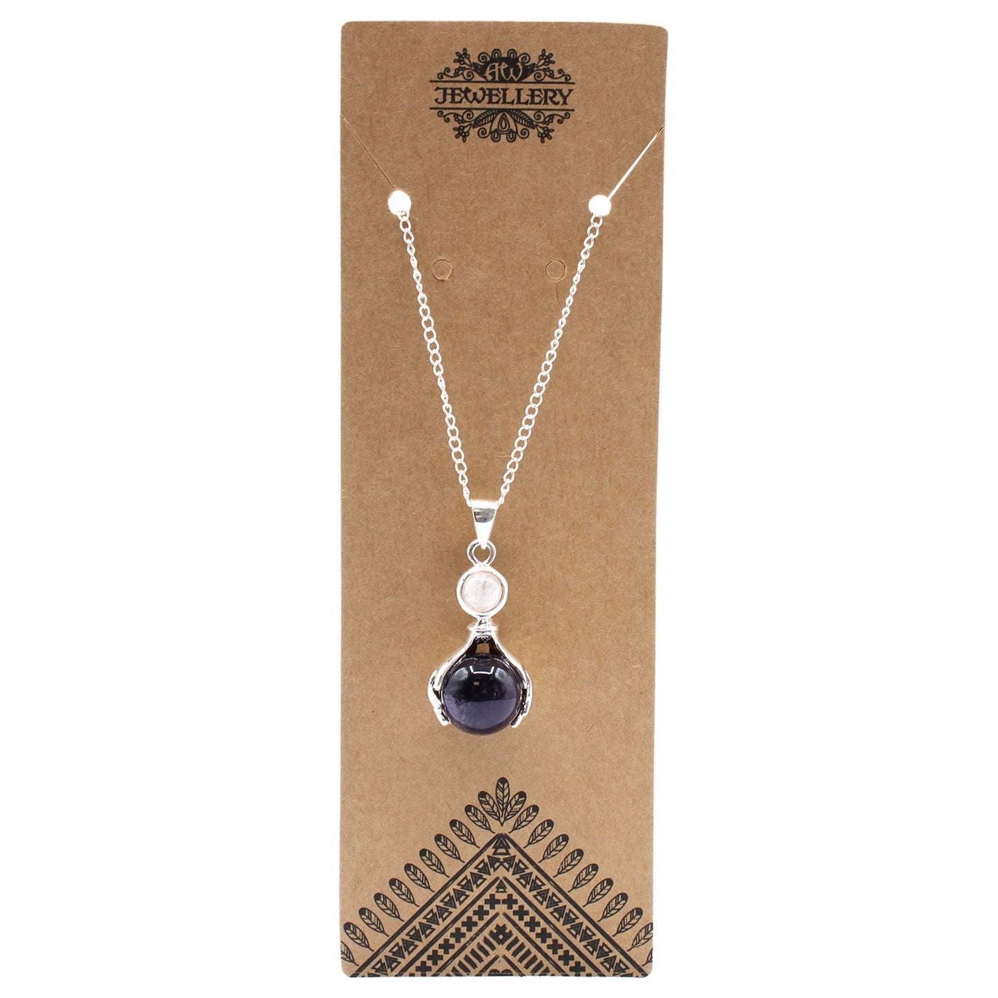 Polished Gemstone Healing Hands Pendant - Amethyst featuring rich purple colour and natural clarity - Luna Panther