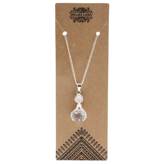 Polished Gemstone Healing Hands Pendant - Rock Quartz featuring natural patterning and unique variations - Luna Panther