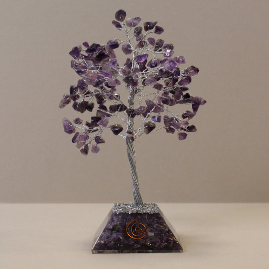 Polished Gemstone Tree with Orgonite Base - 160 Stone - Amethyst featuring rich purple colour and natural clarity - Luna Panther