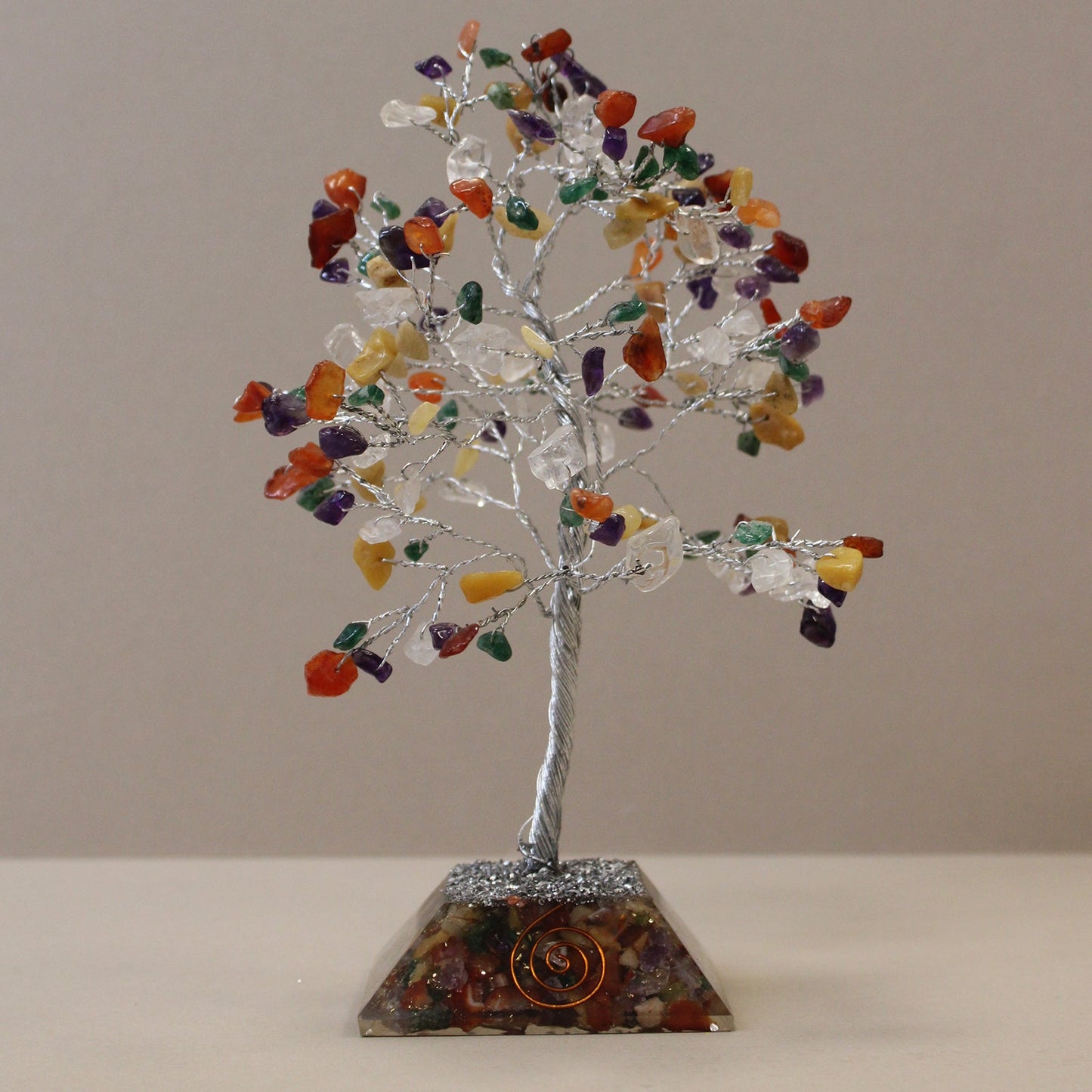 Polished Gemstone Tree with Orgonite Base - 160 Stone - Multi Stone featuring natural patterning and unique variations - Luna Panther