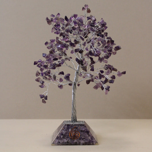 Polished Gemstone Tree with Orgonite Base - 320 Stone - Amethyst featuring rich purple colour and natural clarity - Luna Panther