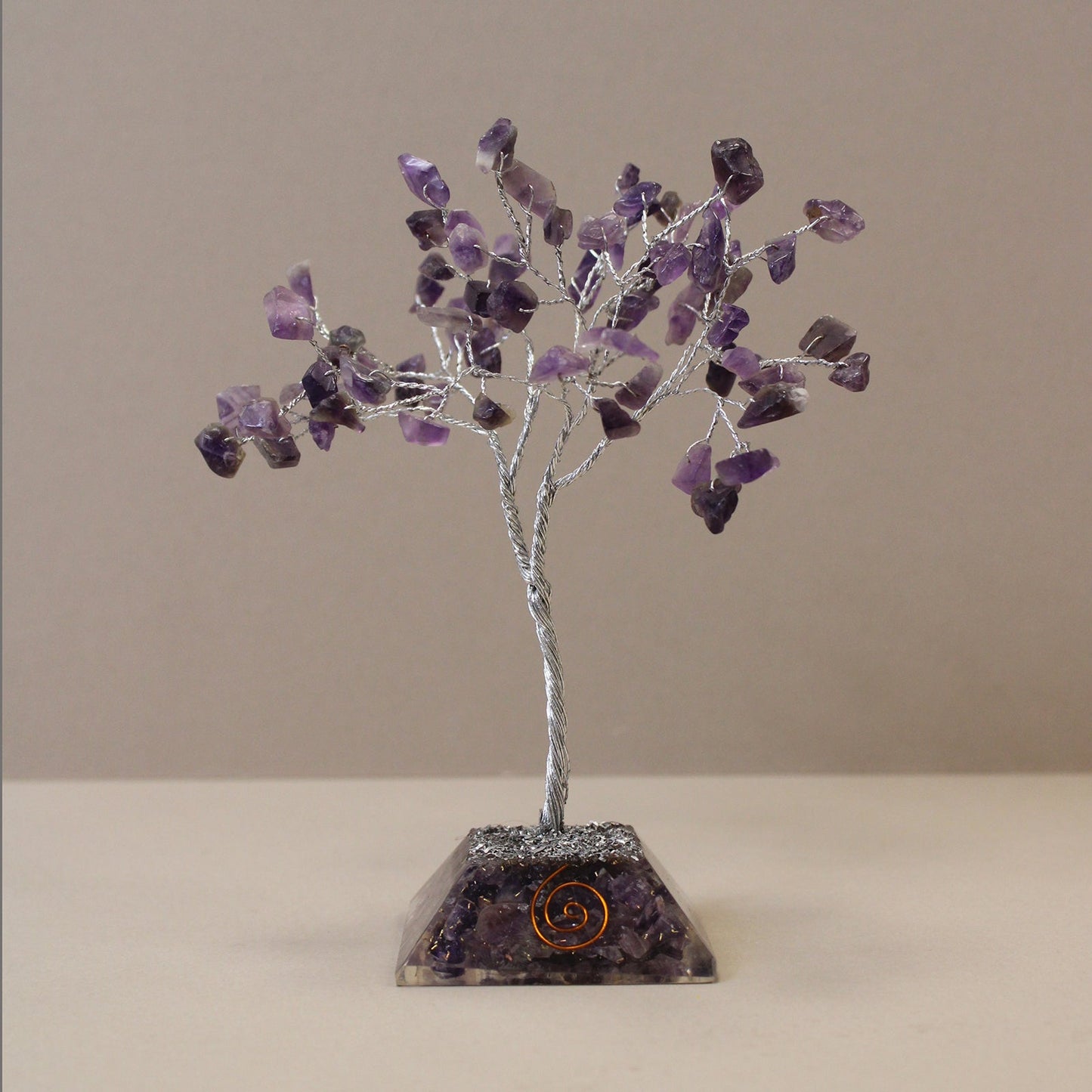 Polished Gemstone Tree with Orgonite Base - 80 Stone - Amethyst featuring rich purple colour and natural clarity - Luna Panther