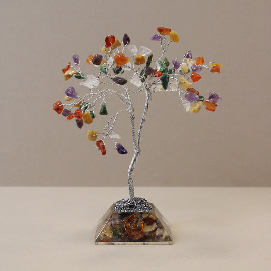 Polished Gemstone Tree with Orgonite Base - 80 Stone - Multi Stone featuring natural patterning and unique variations - Luna Panther