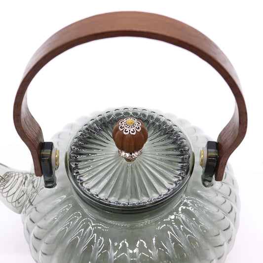Glass Infuser Teapot - Charcoal Ribbed Pearl - 950ml - Luna Panther