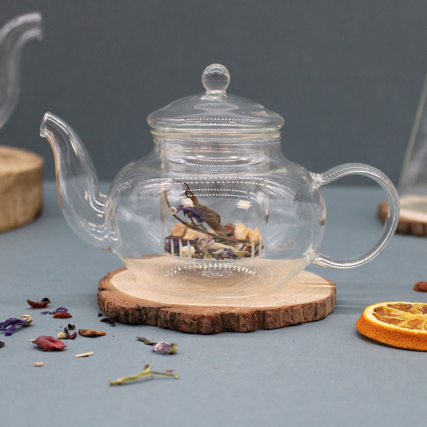 Glass Infuser Teapot - Round Pearl - 400ml - Luna Panther