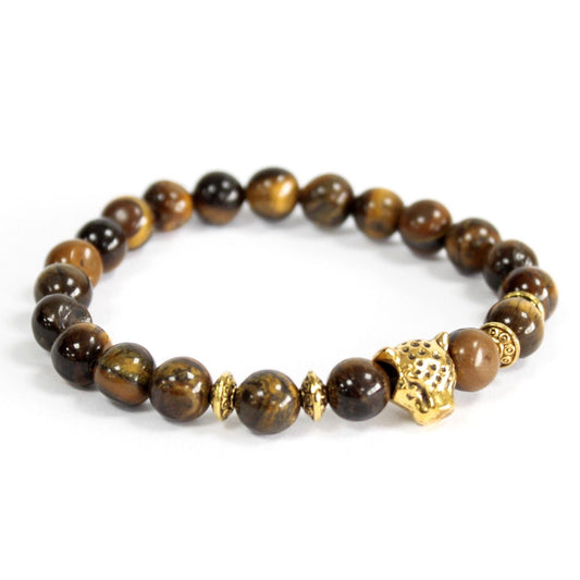Polished Gold Tiger / Tiger Eye - Gemstone Bracelet featuring natural patterning and unique variations - Luna Panther