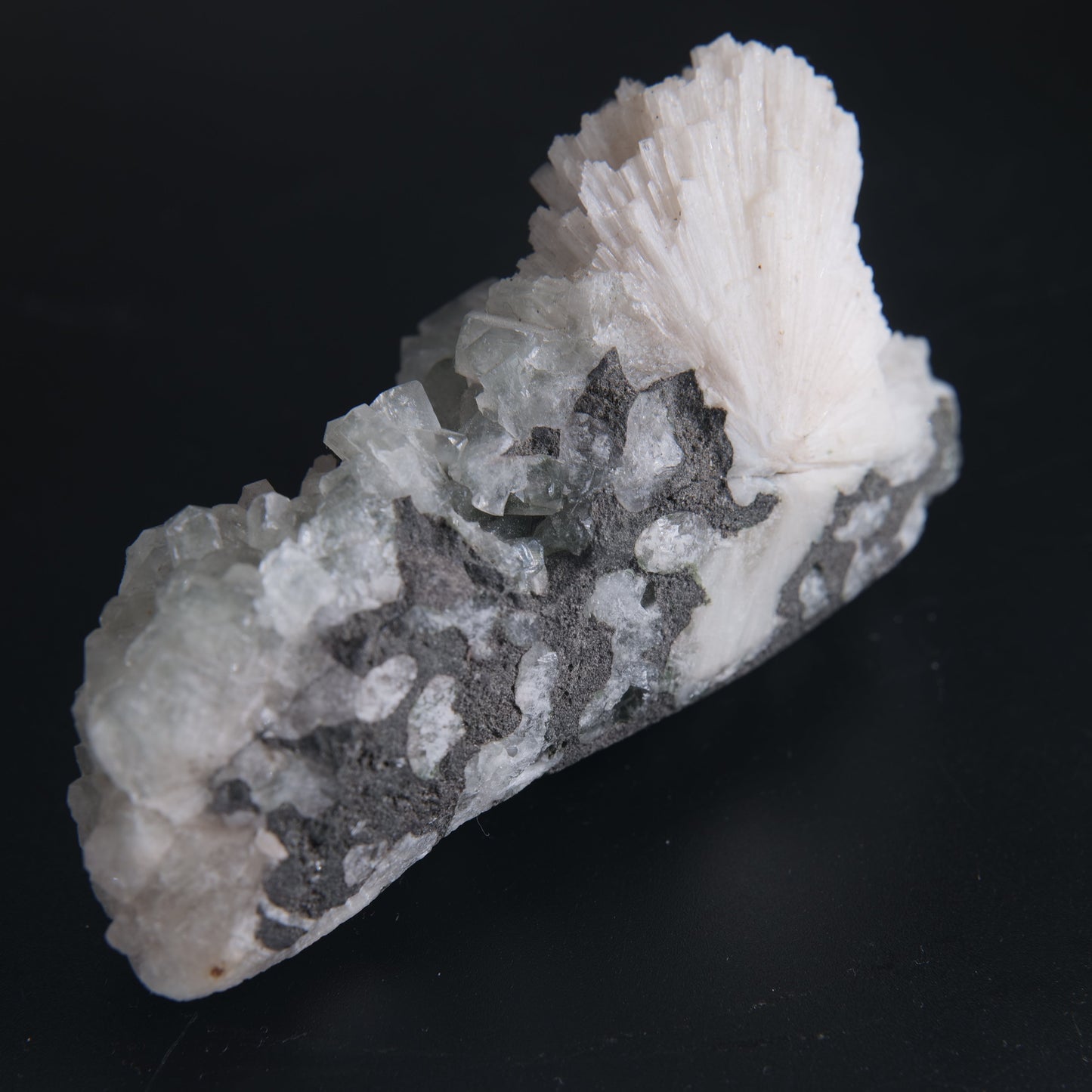 Green Apophyllite & Stilbite with Orange 105g - Luna Panther