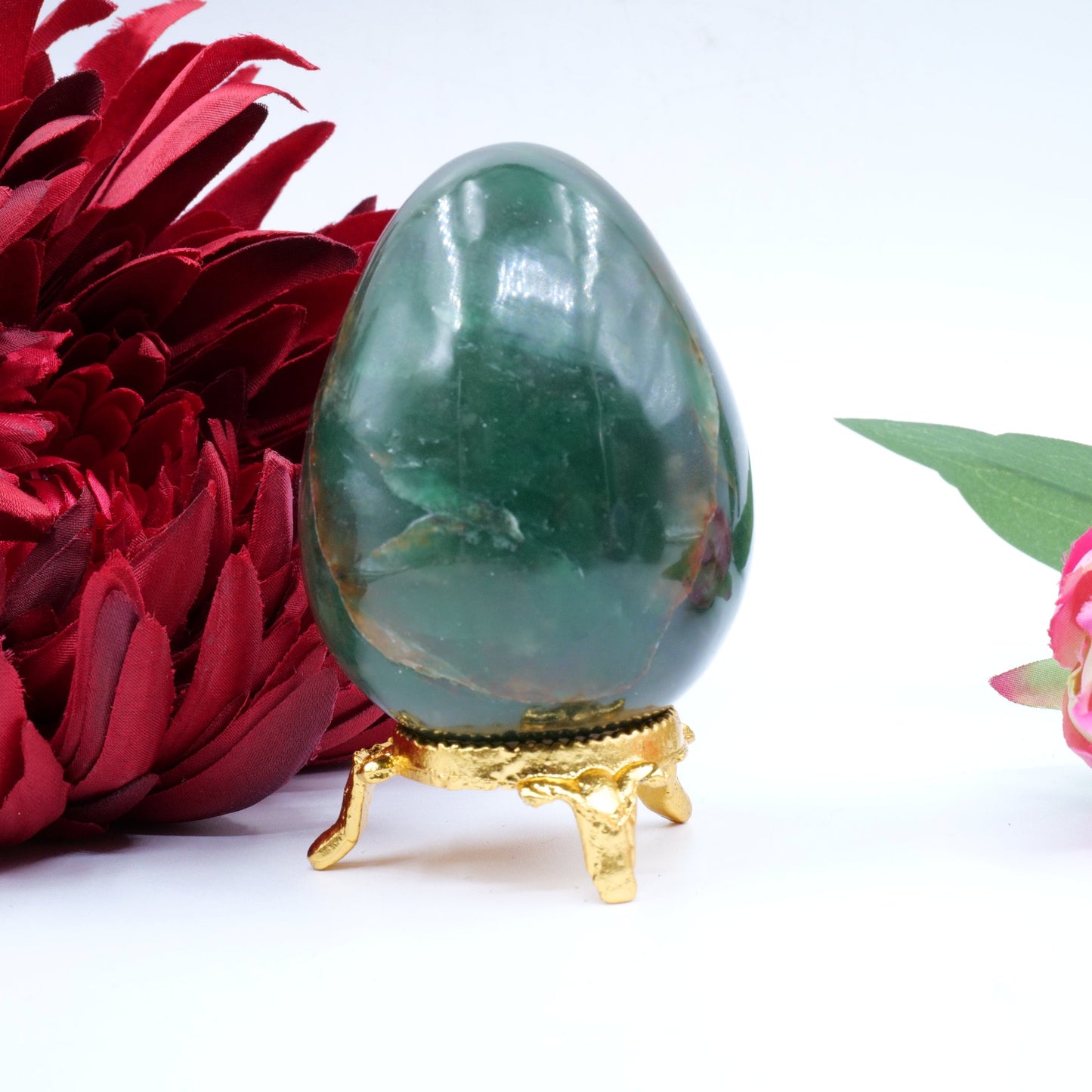 Polished Green Jade Egg 212G featuring serene green tone and smooth polish - Luna Panther