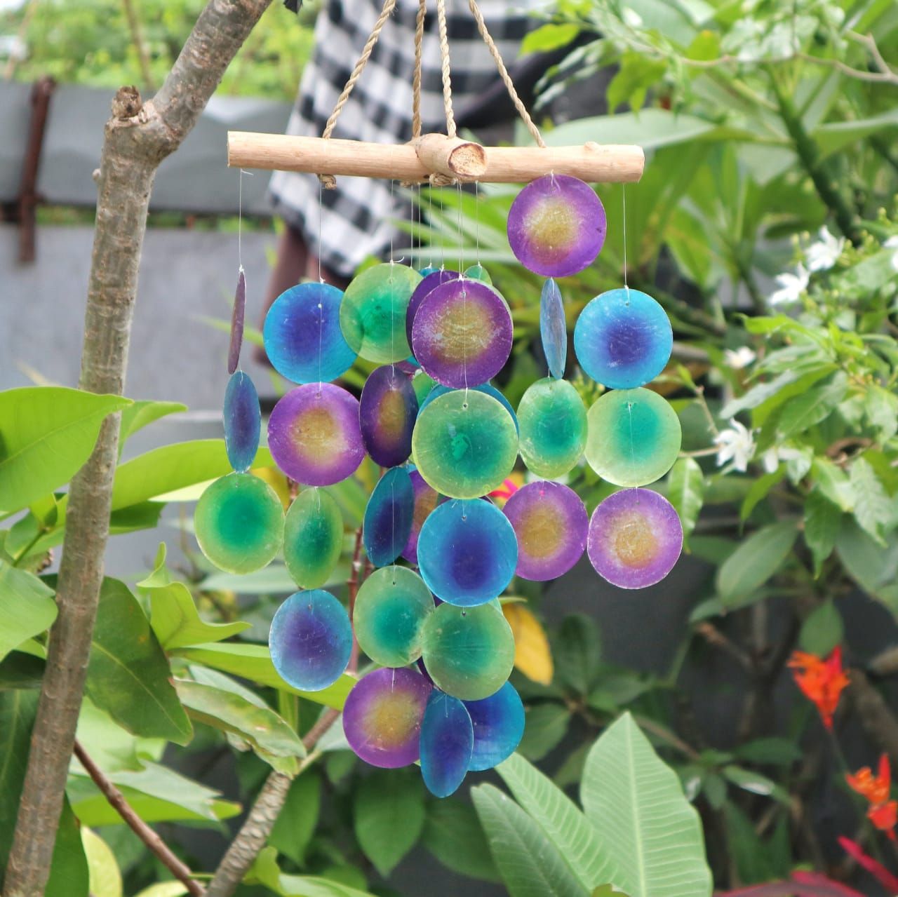 Green & Purple Driftwood Cross Chime - Luna Panther