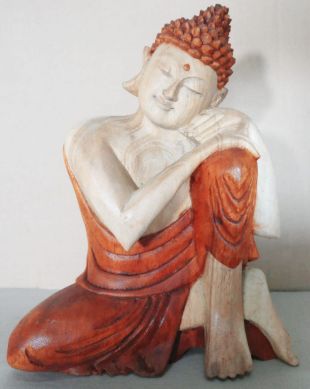 Polished Hand Carved Buddha Statue - 25cm Thinking featuring natural patterning and unique variations - Luna Panther