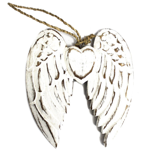 Hand Crafted Small Double Angel Wing & Heart - 15cm - Luna Panther