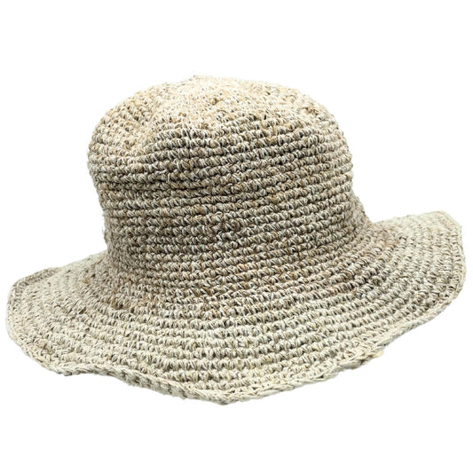 Hand - Knited Hemp & Cotton Boho Festival Hat - Natural - Luna Panther