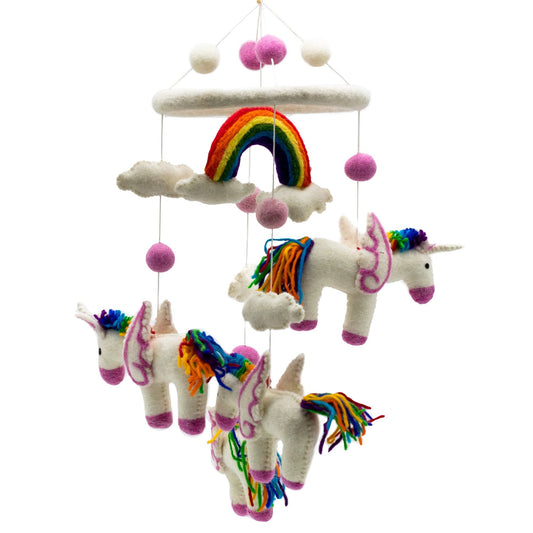 Handmade Felt Mobile - Rainbow Unicorns - Luna Panther
