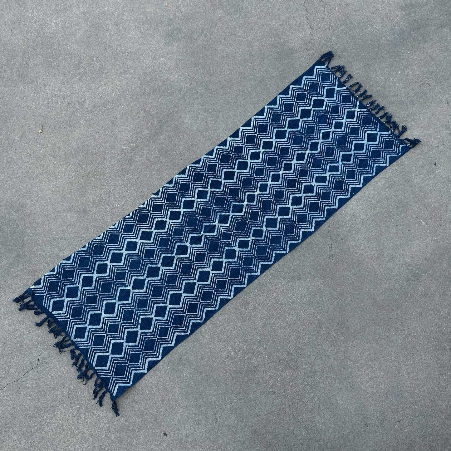 Handmade Indigo Runner - 170x60cm - Heerak Pattern - Luna Panther