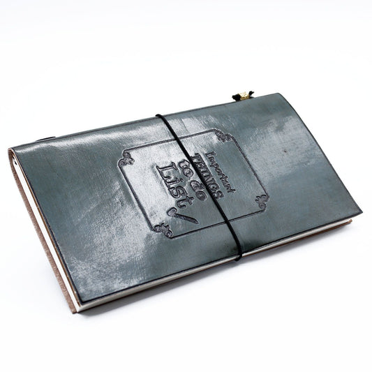 Handmade Leather Journal - Important Things To Do - Grey (80 pages) - Luna Panther