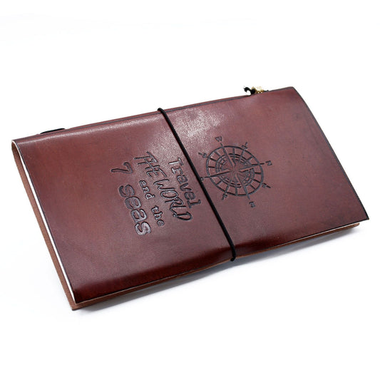 Handmade Leather Journal - Travel the World - Brown (80 pages) - Luna Panther
