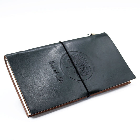 Handmade Leather Journal - Tree of Life - Green (80 pages) - Luna Panther