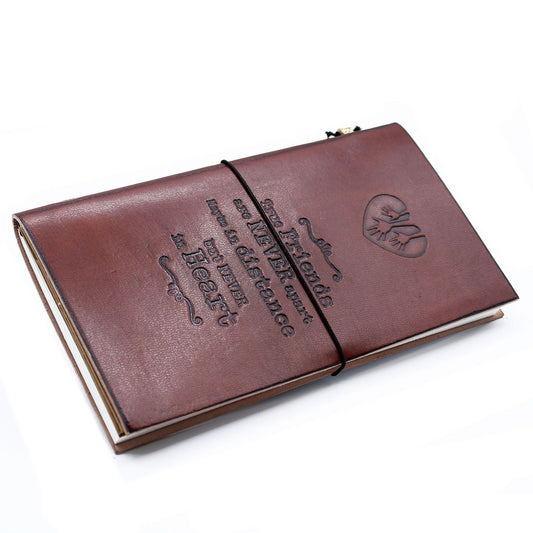 Handmade Leather Journal - True Friends - Brown (80 pages) - Luna Panther