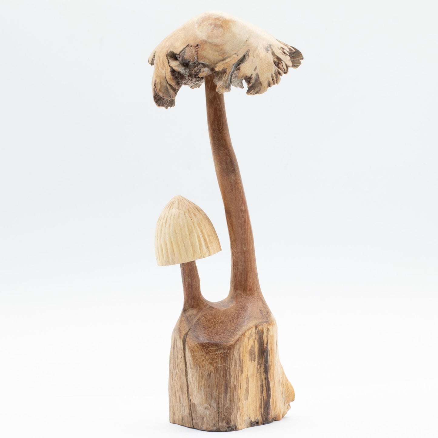 Handmade Parasite Wood Art Carving - Set of Two Mushrooms - Luna Panther