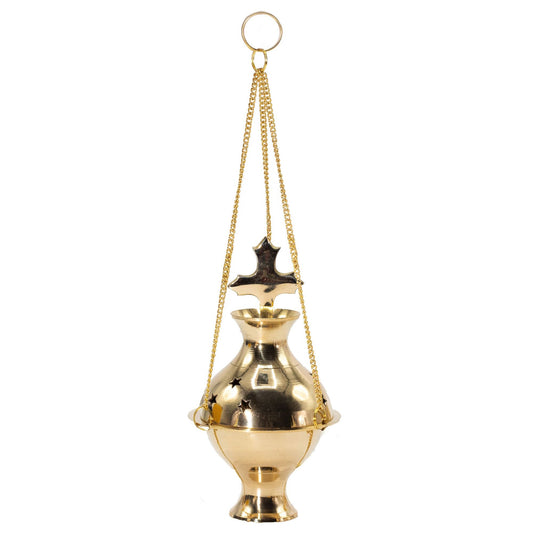 Hanging Brass Incense Burner - Cross - Luna Panther