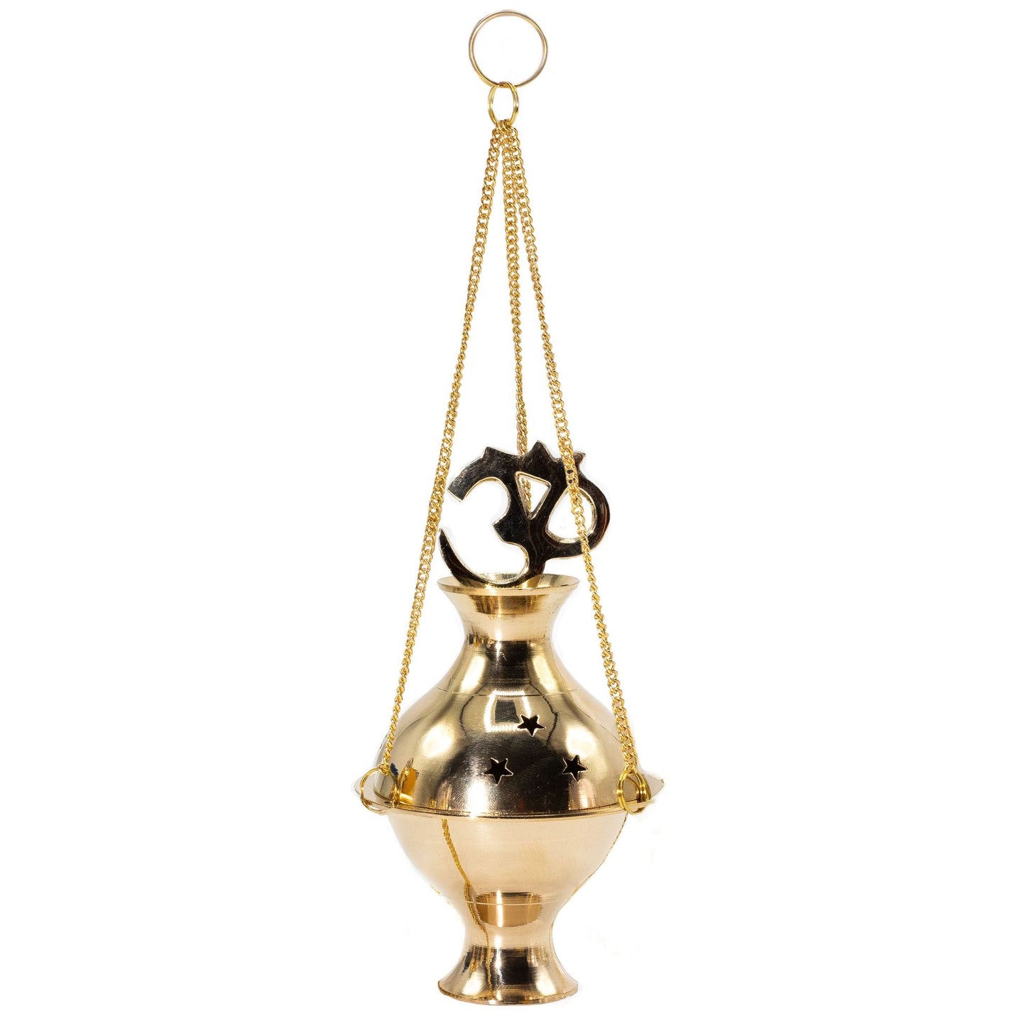 Hanging Brass Incense Burner - Om - Luna Panther
