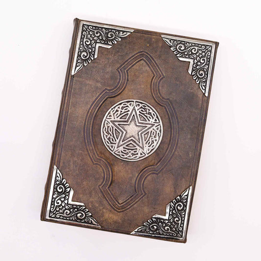 Heafty Brown Tan Book - Zinc Pentagon Decor - 200 Deckle Edges Pages - 26x18cm - Luna Panther alternate view