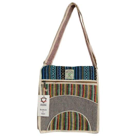 Polished Hemp Laptop Messenger Bag - Curves featuring natural patterning and unique variations - Luna Panther