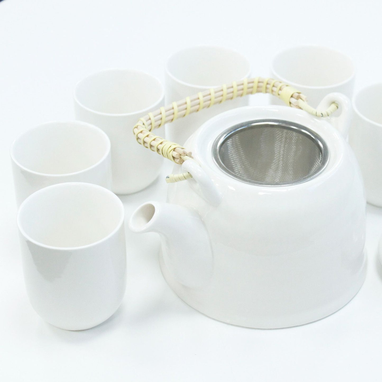 Polished Herbal Teapot Set - Classic White featuring natural patterning and unique variations - Luna Panther
