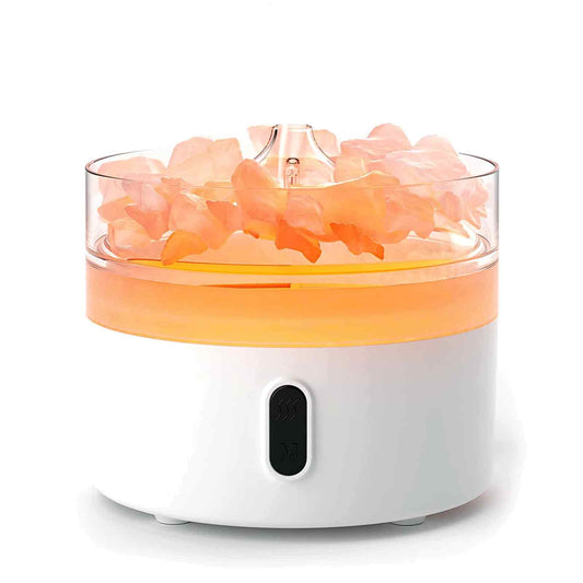 Polished Himalayan Salt Aroma Diffuser - Night Light - USB-C - Flame Effect ( salt included) featuring natural patterning and unique variations - Luna Panther