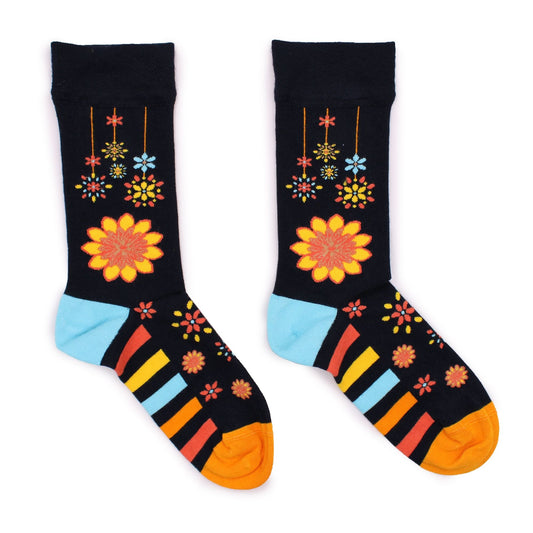 Polished Hop Hare Bamboo Socks M/L - Mandala Flowers featuring natural patterning and unique variations - Luna Panther