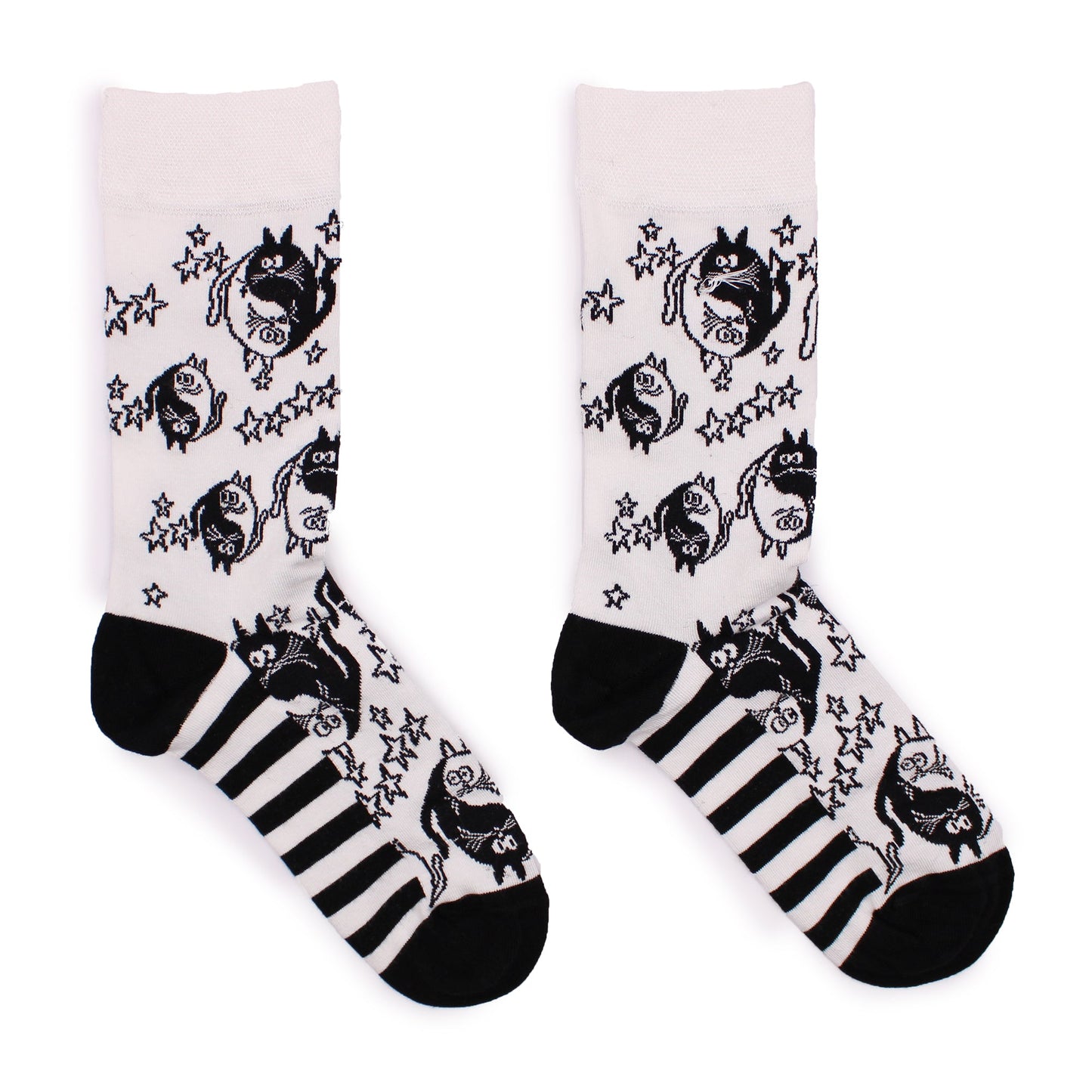 Polished Hop Hare Bamboo Socks - Ying Yang S/M featuring natural patterning and unique variations - Luna Panther