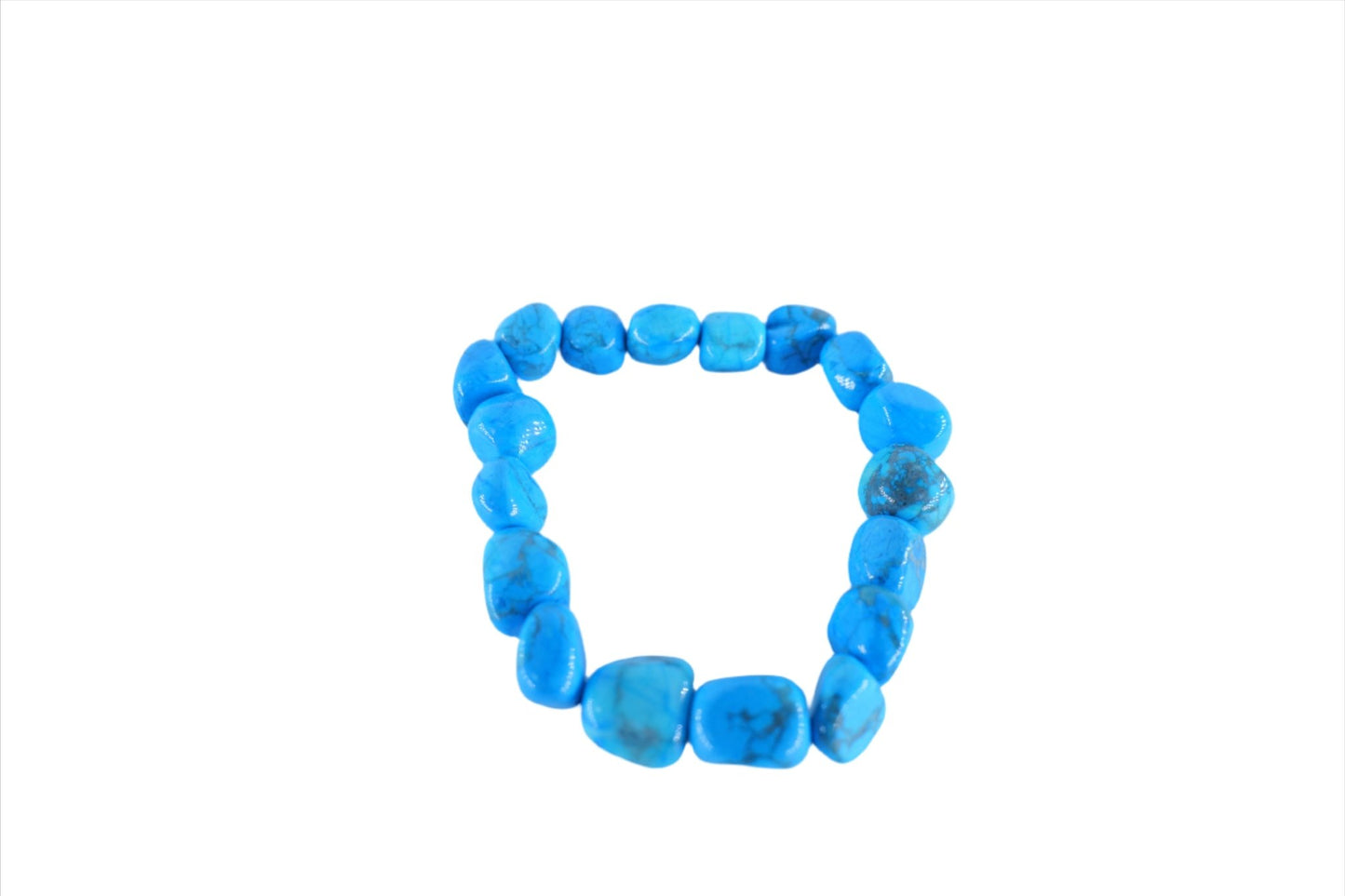 Polished Howlite Blue Tumblestone Bracelet featuring white tone with grey veining - Luna Panther