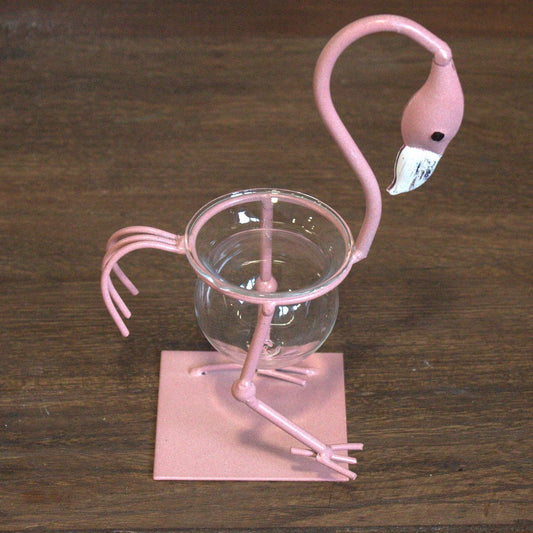 Hydroponic Home Decor - Pink Metal Flamingo Des 1 - Luna Panther alternate view