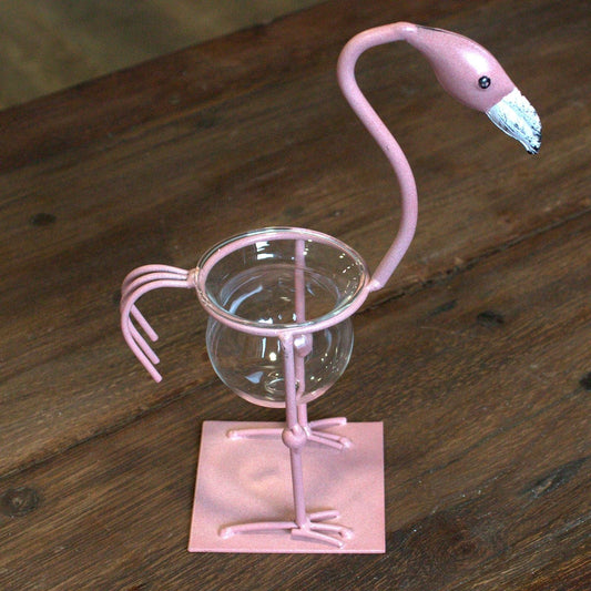 Hydroponic Home Decor - Pink Metal Flamingo Des 2 - Luna Panther